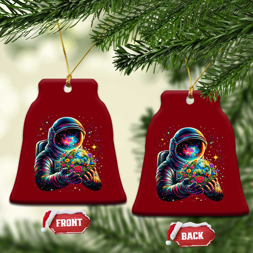 Astronaut Earth Flowers Spaceman Planet Galaxy Universe Ceramic Ornament