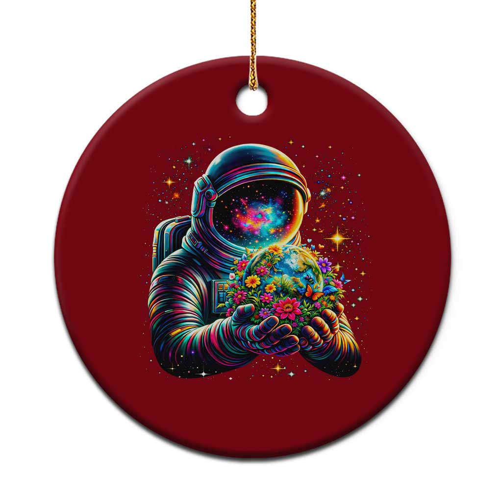Astronaut Earth Flowers Spaceman Planet Galaxy Universe Ceramic Ornament