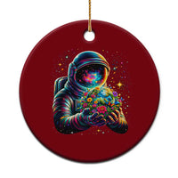 Astronaut Earth Flowers Spaceman Planet Galaxy Universe Ceramic Ornament