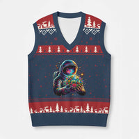Astronaut Earth Flowers Spaceman Planet Galaxy Universe V-Neck Knit Sweater Vest