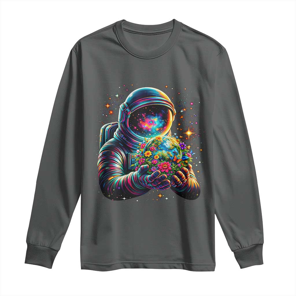 Astronaut Earth Flowers Spaceman Planet Galaxy Universe Long Sleeve Shirt