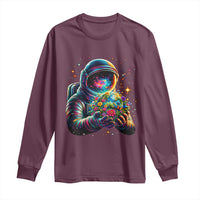 Astronaut Earth Flowers Spaceman Planet Galaxy Universe Long Sleeve Shirt