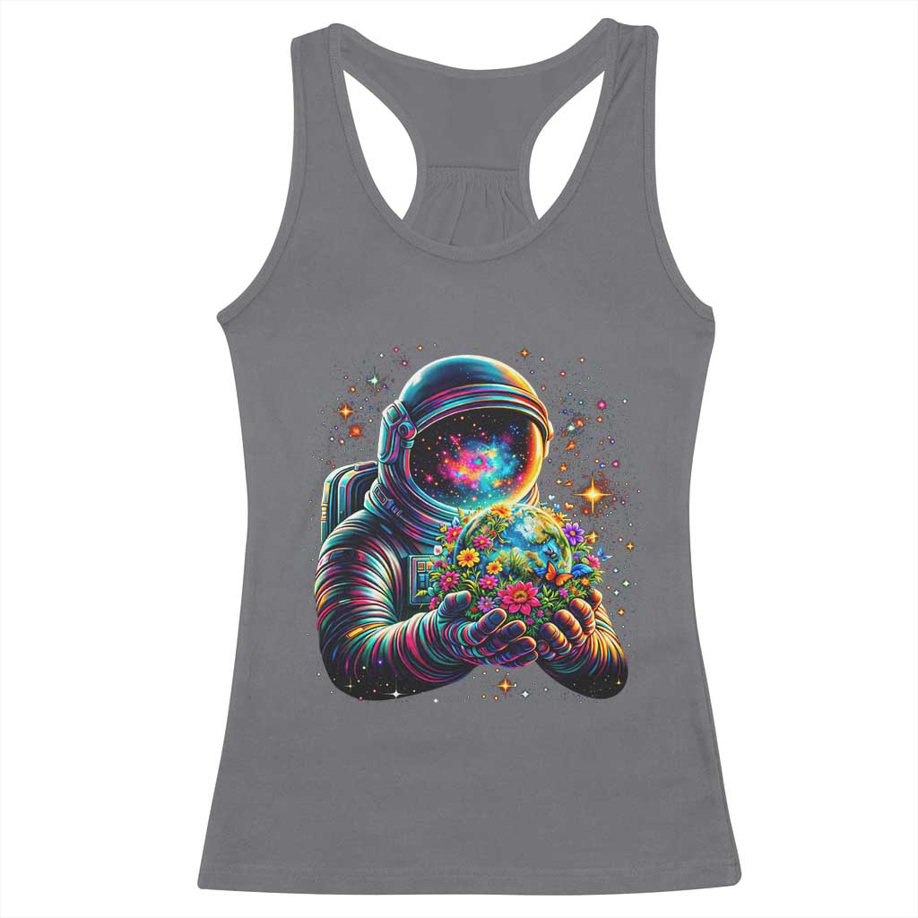Astronaut Earth Flowers Spaceman Planet Galaxy Universe Racerback Tank Top