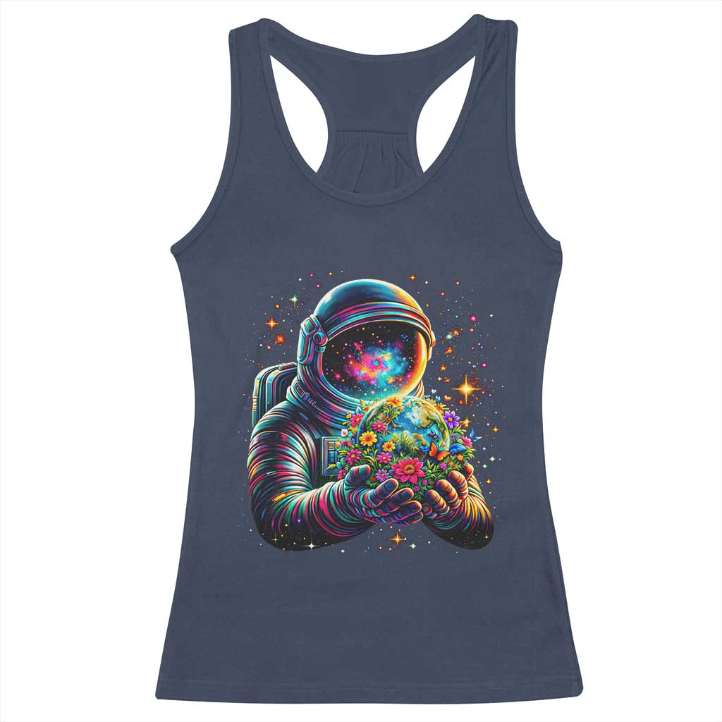 Astronaut Earth Flowers Spaceman Planet Galaxy Universe Racerback Tank Top