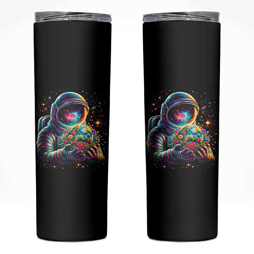 Astronaut Earth Flowers Spaceman Planet Galaxy Universe Skinny Tumbler