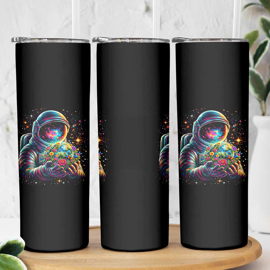 Astronaut Earth Flowers Spaceman Planet Galaxy Universe Skinny Tumbler