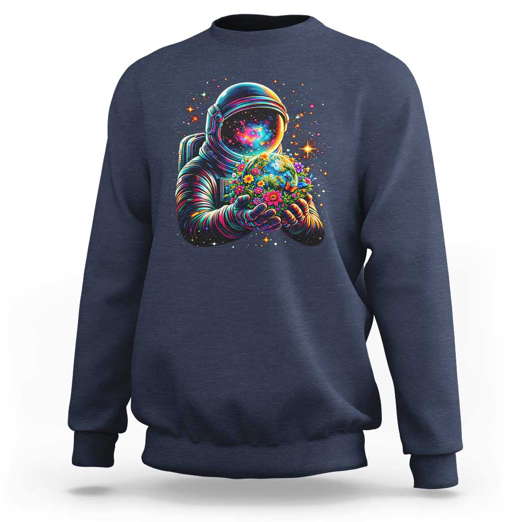 Astronaut Earth Flowers Spaceman Planet Galaxy Universe Sweatshirt