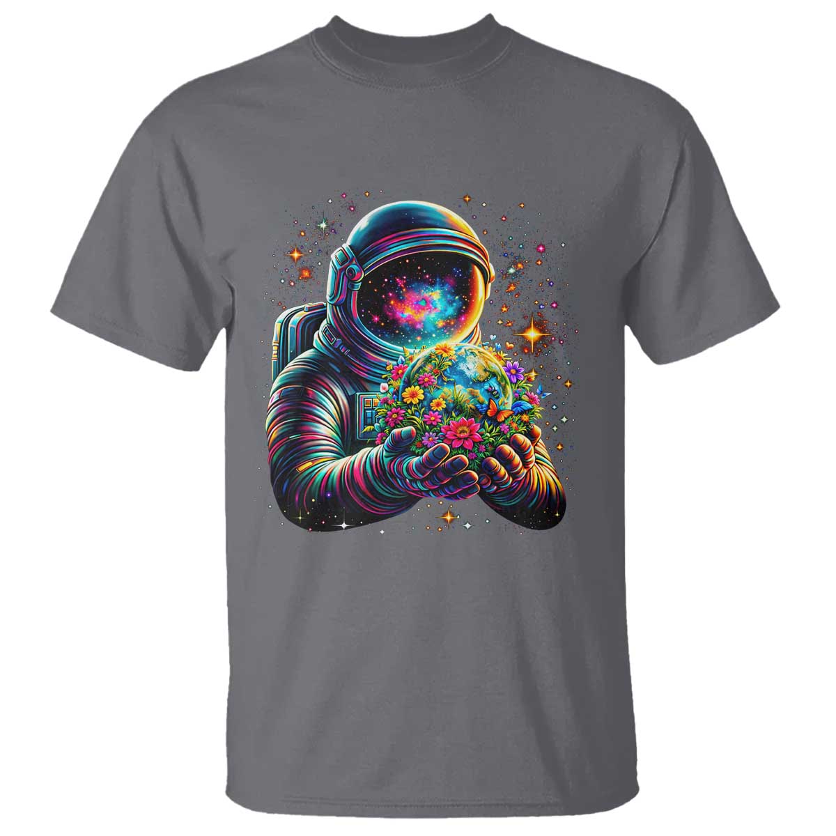 Astronaut Earth Flowers Spaceman Planet Galaxy Universe T Shirt