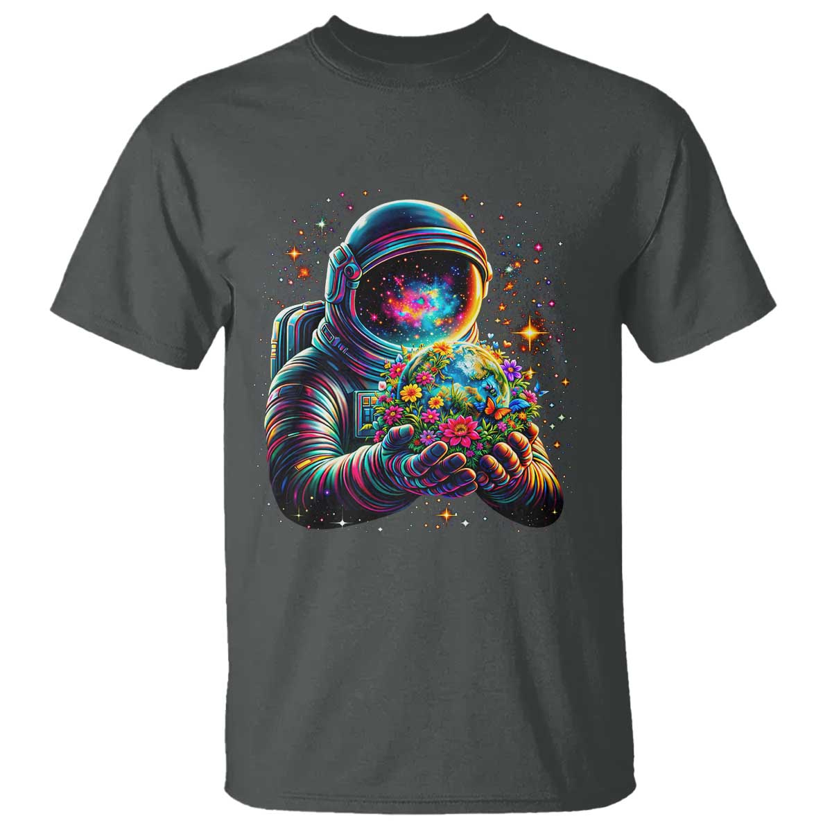 Astronaut Earth Flowers Spaceman Planet Galaxy Universe T Shirt