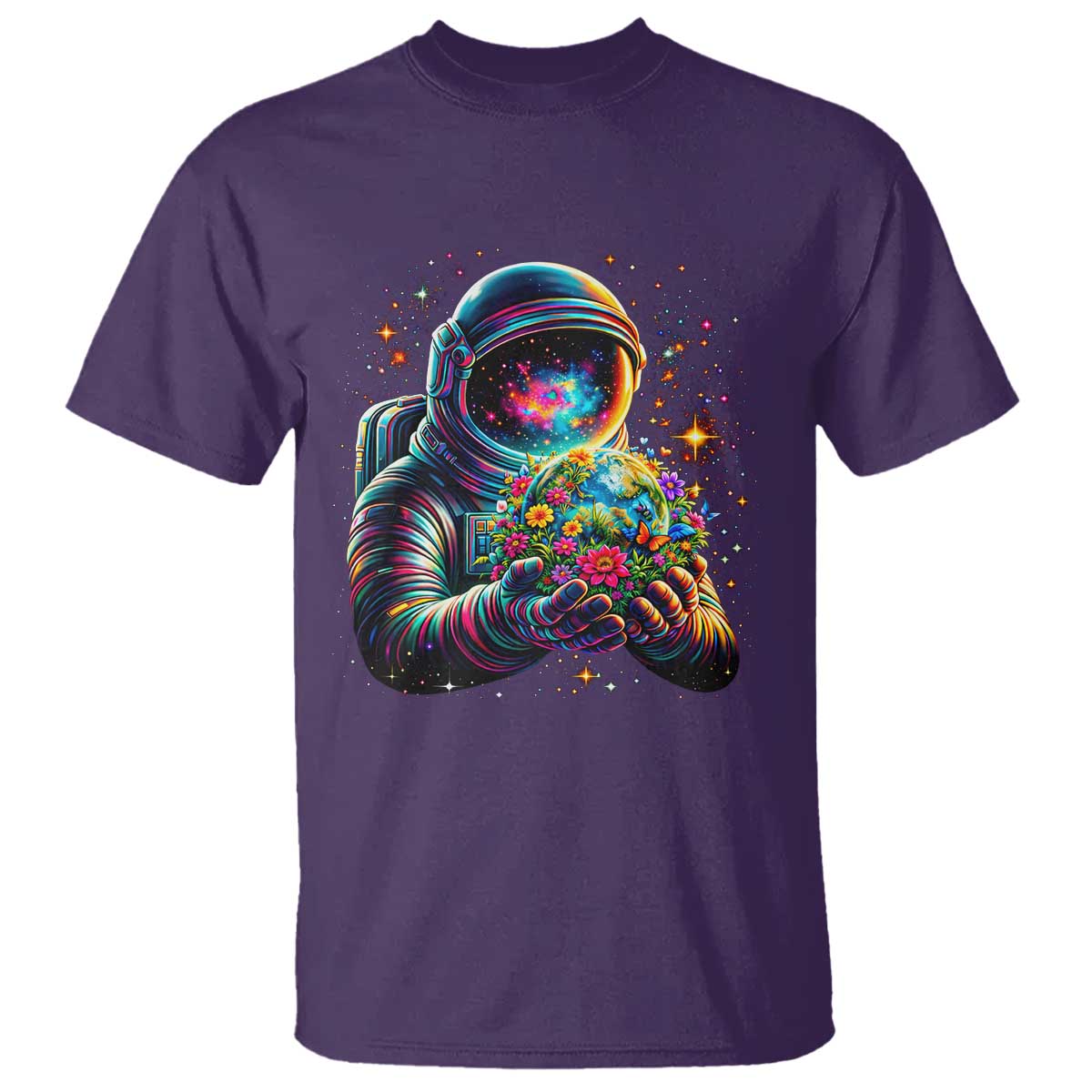 Astronaut Earth Flowers Spaceman Planet Galaxy Universe T Shirt