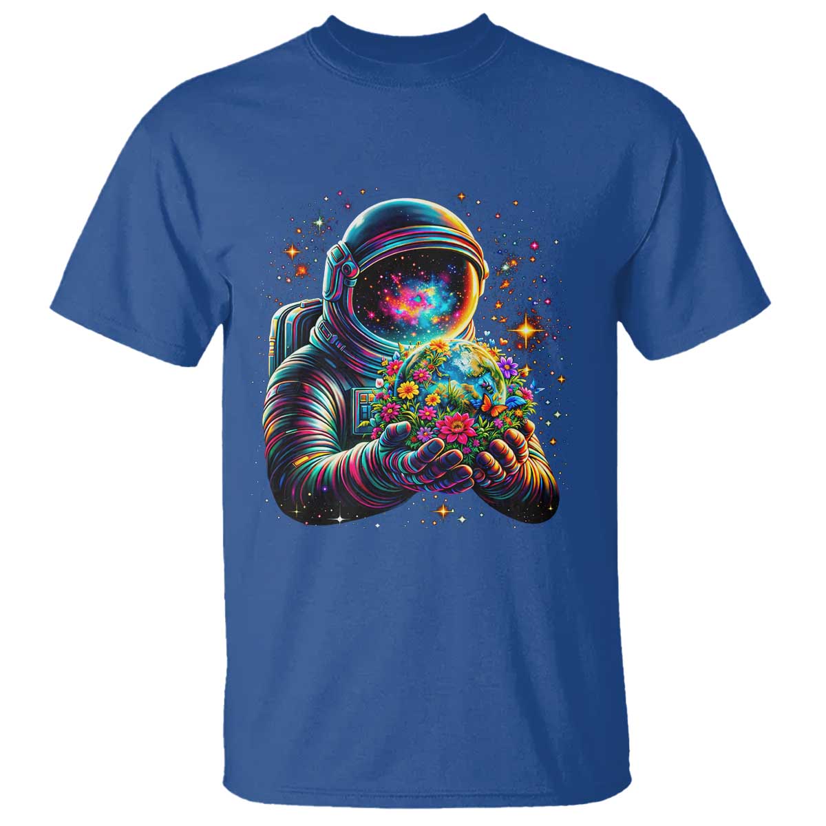 Astronaut Earth Flowers Spaceman Planet Galaxy Universe T Shirt