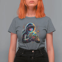 Astronaut Earth Flowers Spaceman Planet Galaxy Universe T Shirt For Women