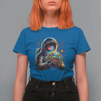 Astronaut Earth Flowers Spaceman Planet Galaxy Universe T Shirt For Women