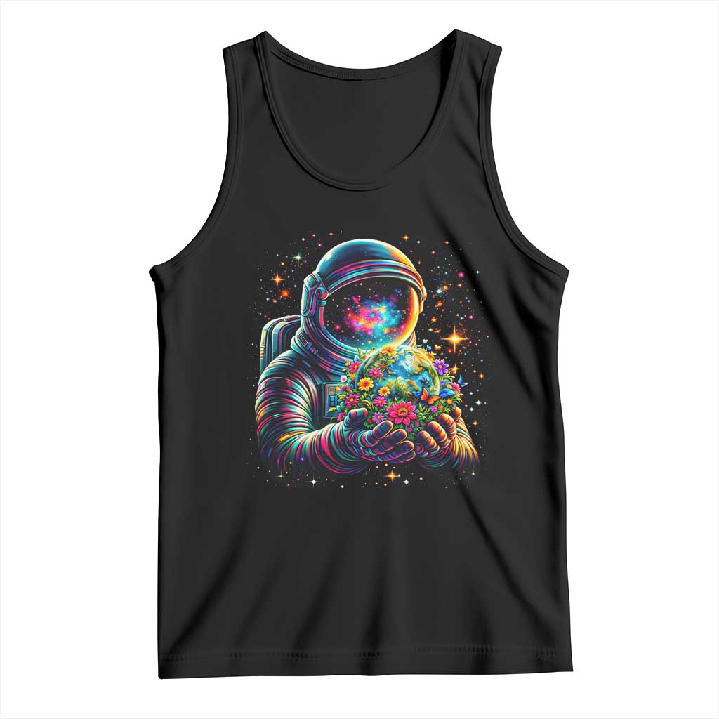 Astronaut Earth Flowers Spaceman Planet Galaxy Universe Tank Top