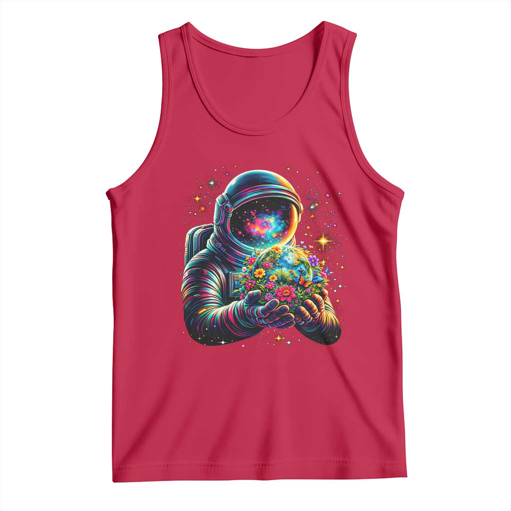 Astronaut Earth Flowers Spaceman Planet Galaxy Universe Tank Top
