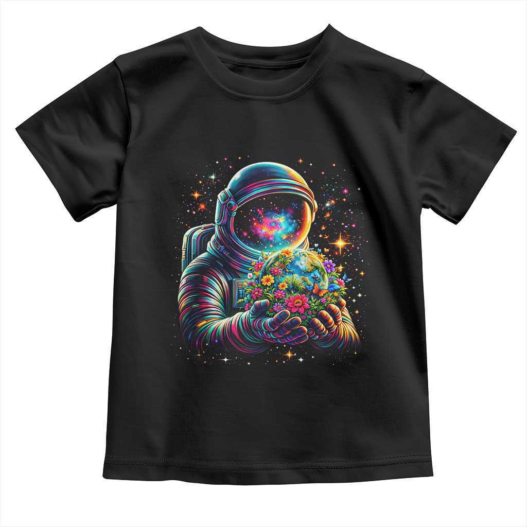 Astronaut Earth Flowers Spaceman Planet Galaxy Universe Toddler T Shirt