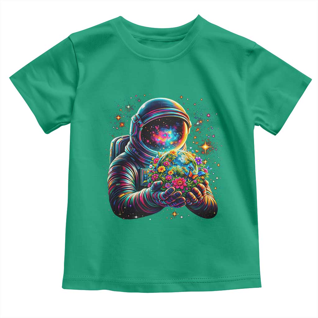 Astronaut Earth Flowers Spaceman Planet Galaxy Universe Toddler T Shirt