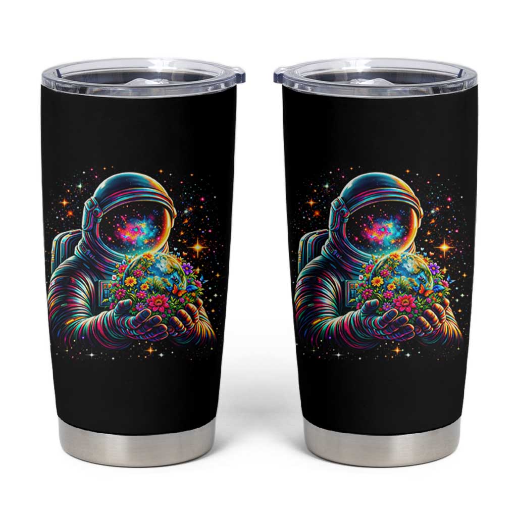 Astronaut Earth Flowers Spaceman Planet Galaxy Universe Tumbler Cup