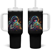 Astronaut Earth Flowers Spaceman Planet Galaxy Universe Tumbler With Handle