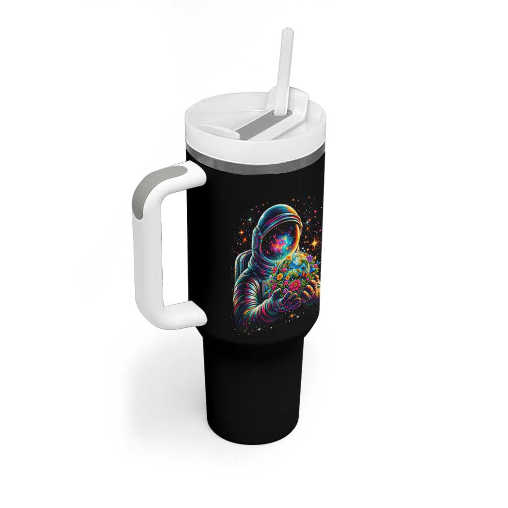 Astronaut Earth Flowers Spaceman Planet Galaxy Universe Tumbler With Handle