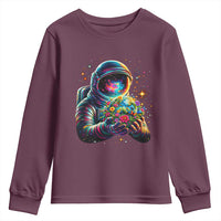 Astronaut Earth Flowers Spaceman Planet Galaxy Universe Youth Sweatshirt