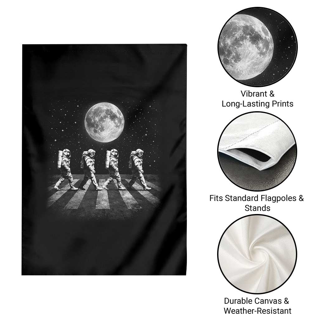 Astronauts Walking In Space Galaxy Moon Planet Garden Flag
