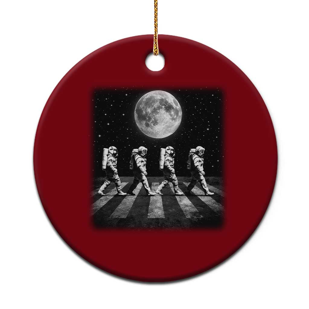 Astronauts Walking In Space Galaxy Moon Planet Ceramic Ornament