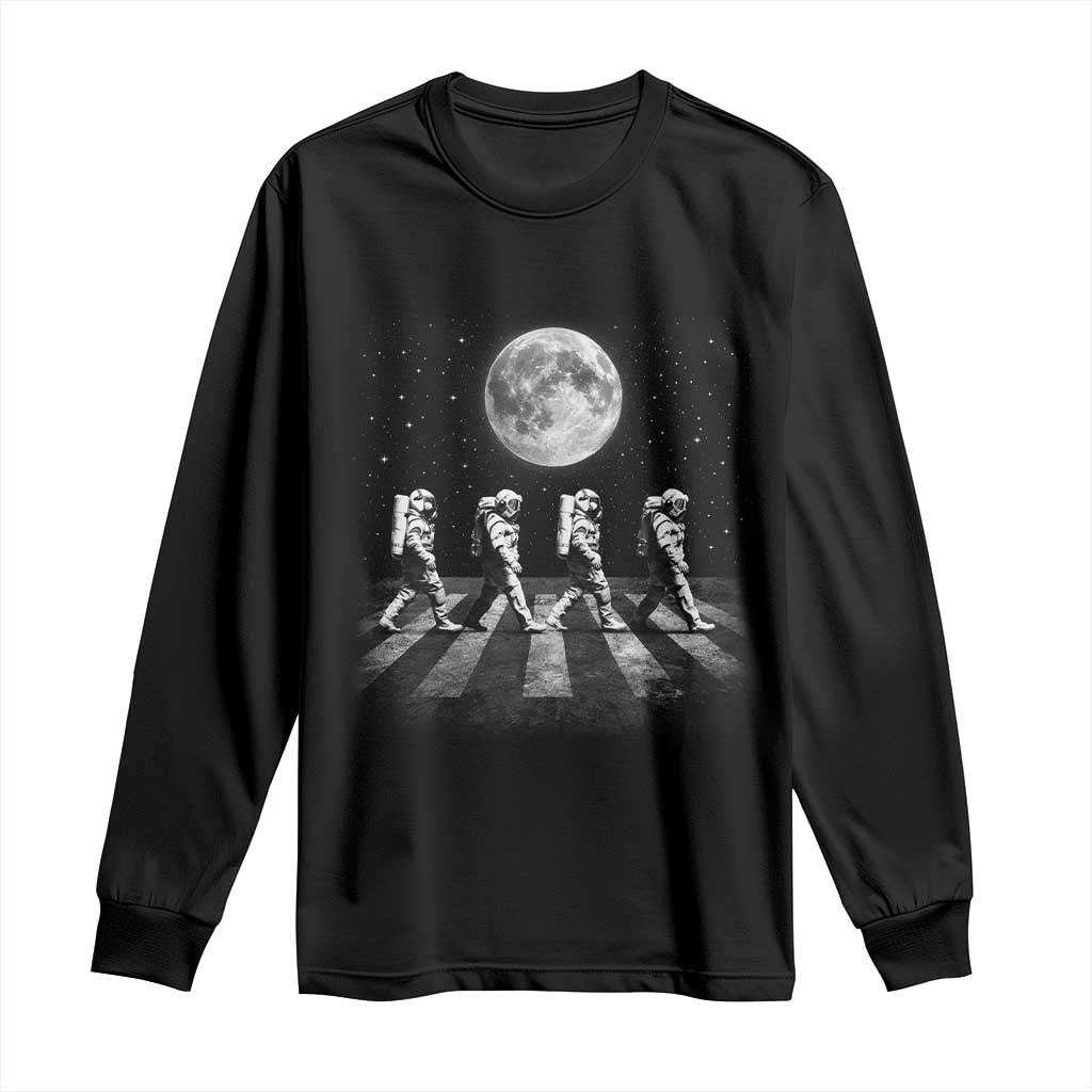 Astronauts Walking In Space Galaxy Moon Planet Long Sleeve Shirt