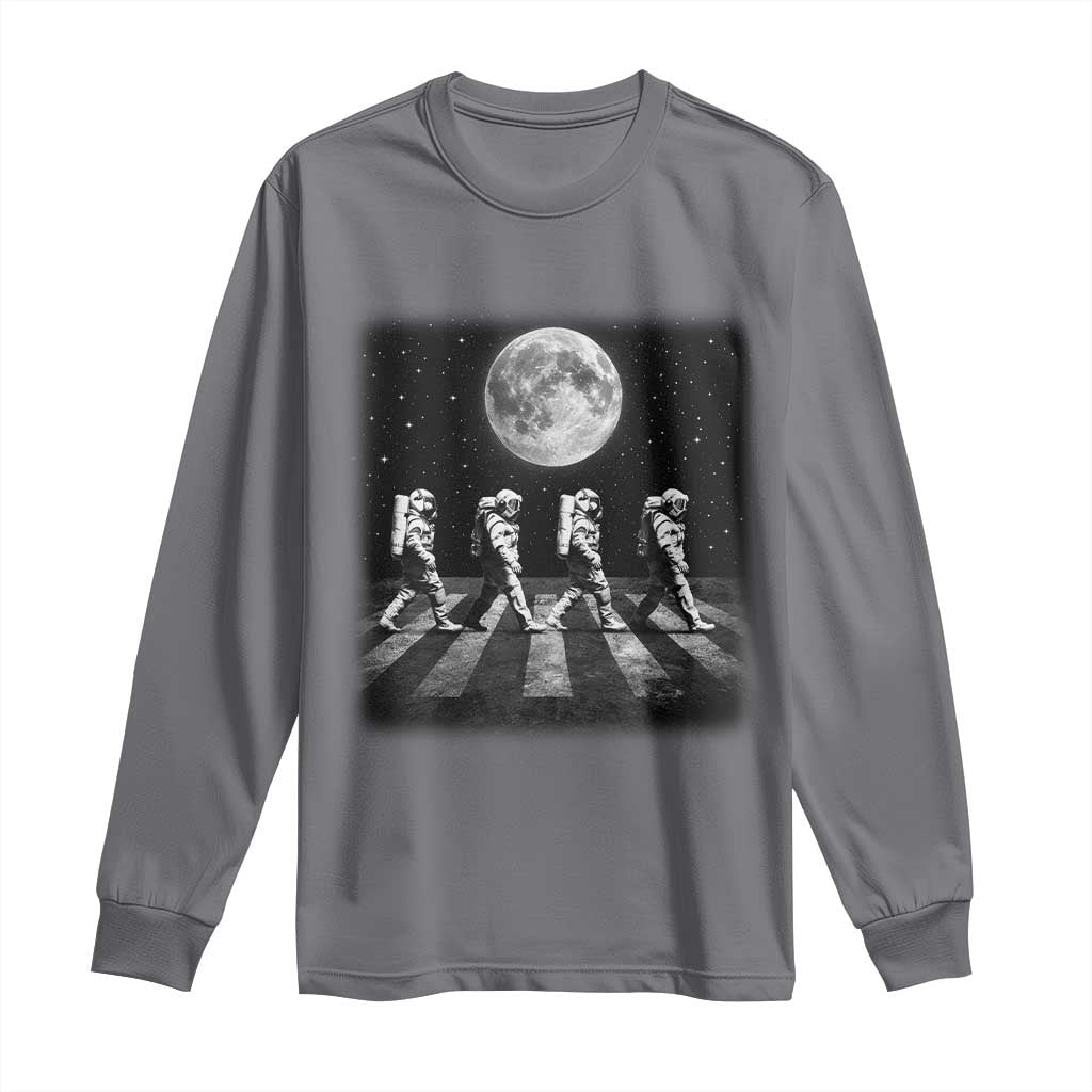 Astronauts Walking In Space Galaxy Moon Planet Long Sleeve Shirt
