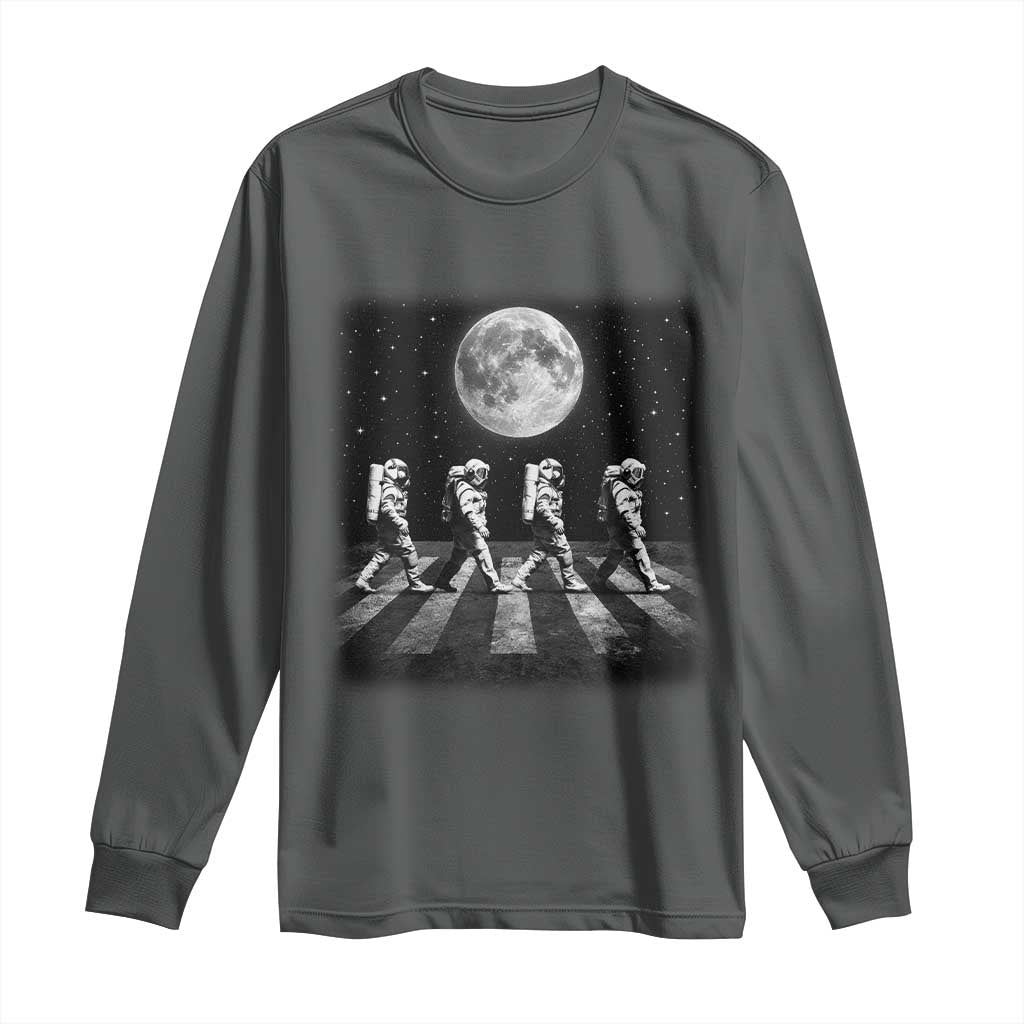 Astronauts Walking In Space Galaxy Moon Planet Long Sleeve Shirt