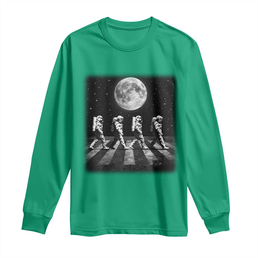 Astronauts Walking In Space Galaxy Moon Planet Long Sleeve Shirt