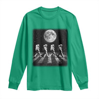 Astronauts Walking In Space Galaxy Moon Planet Long Sleeve Shirt