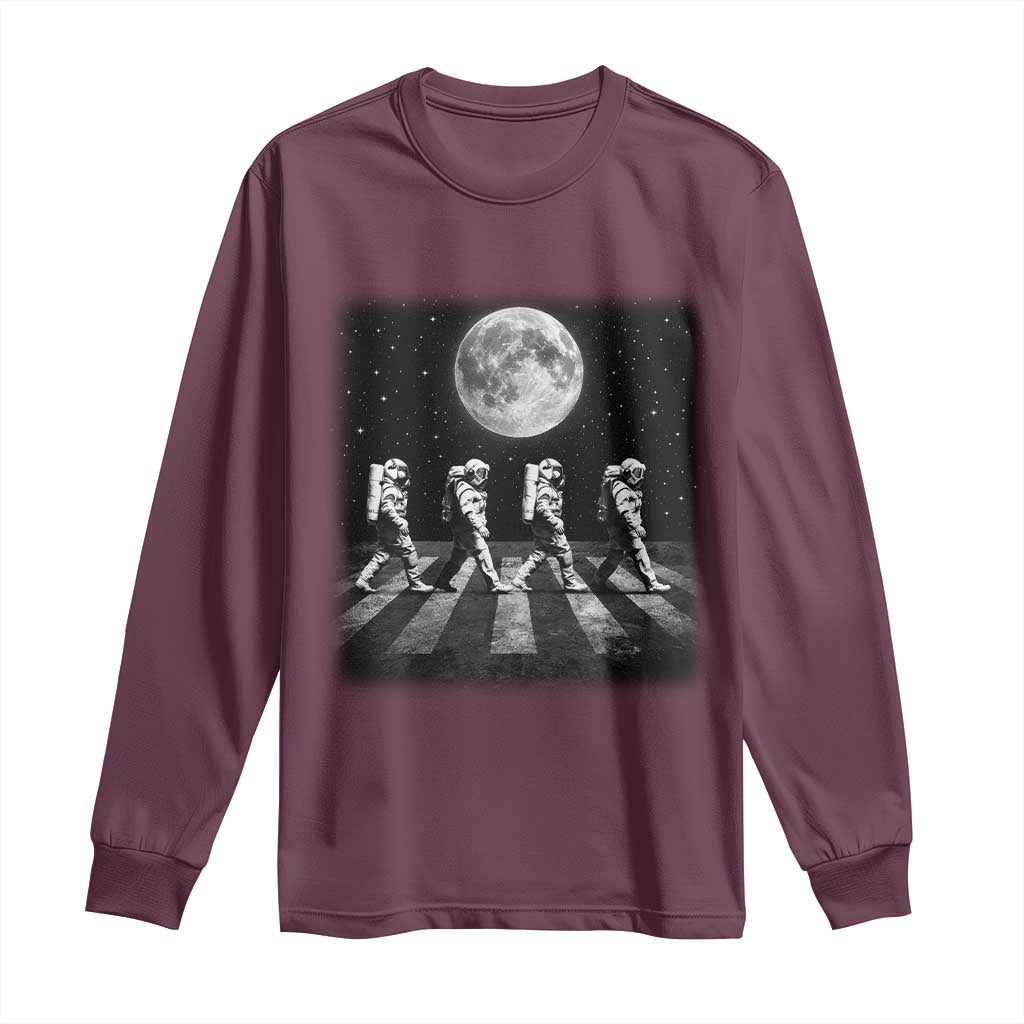 Astronauts Walking In Space Galaxy Moon Planet Long Sleeve Shirt