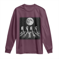 Astronauts Walking In Space Galaxy Moon Planet Long Sleeve Shirt