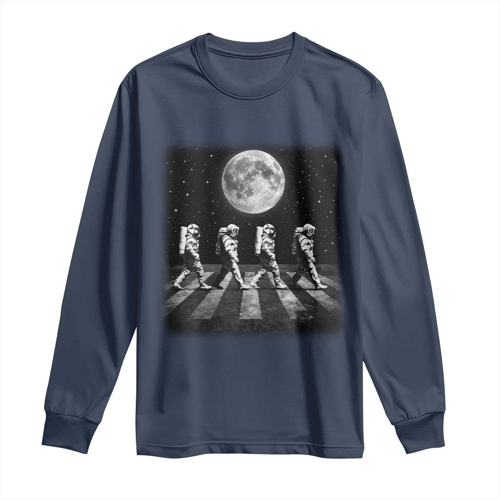 Astronauts Walking In Space Galaxy Moon Planet Long Sleeve Shirt