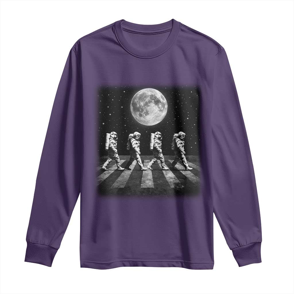Astronauts Walking In Space Galaxy Moon Planet Long Sleeve Shirt