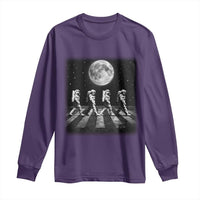 Astronauts Walking In Space Galaxy Moon Planet Long Sleeve Shirt