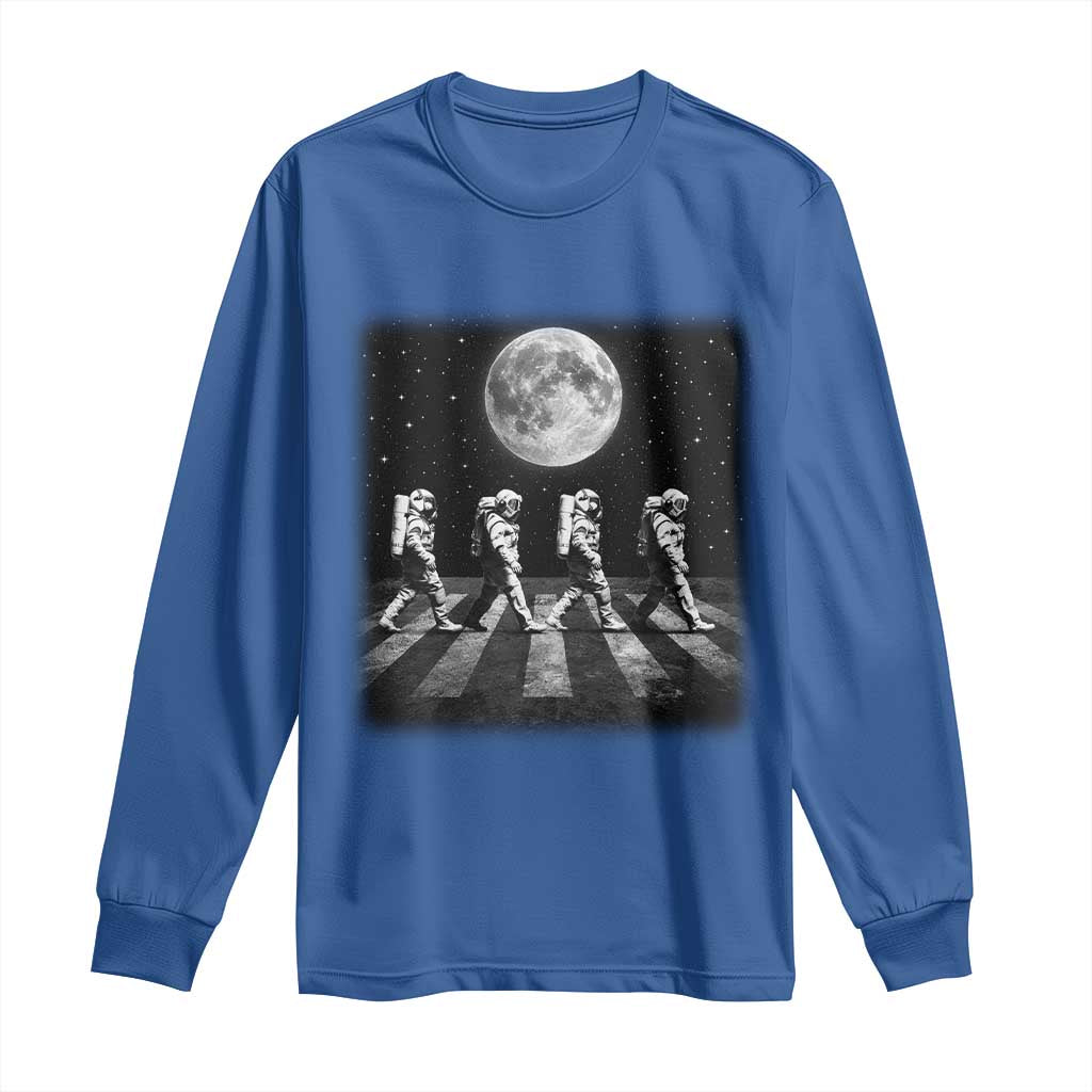 Astronauts Walking In Space Galaxy Moon Planet Long Sleeve Shirt