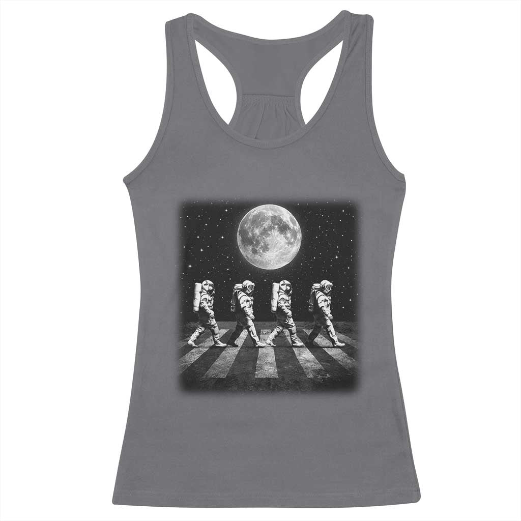 Astronauts Walking In Space Galaxy Moon Planet Racerback Tank Top