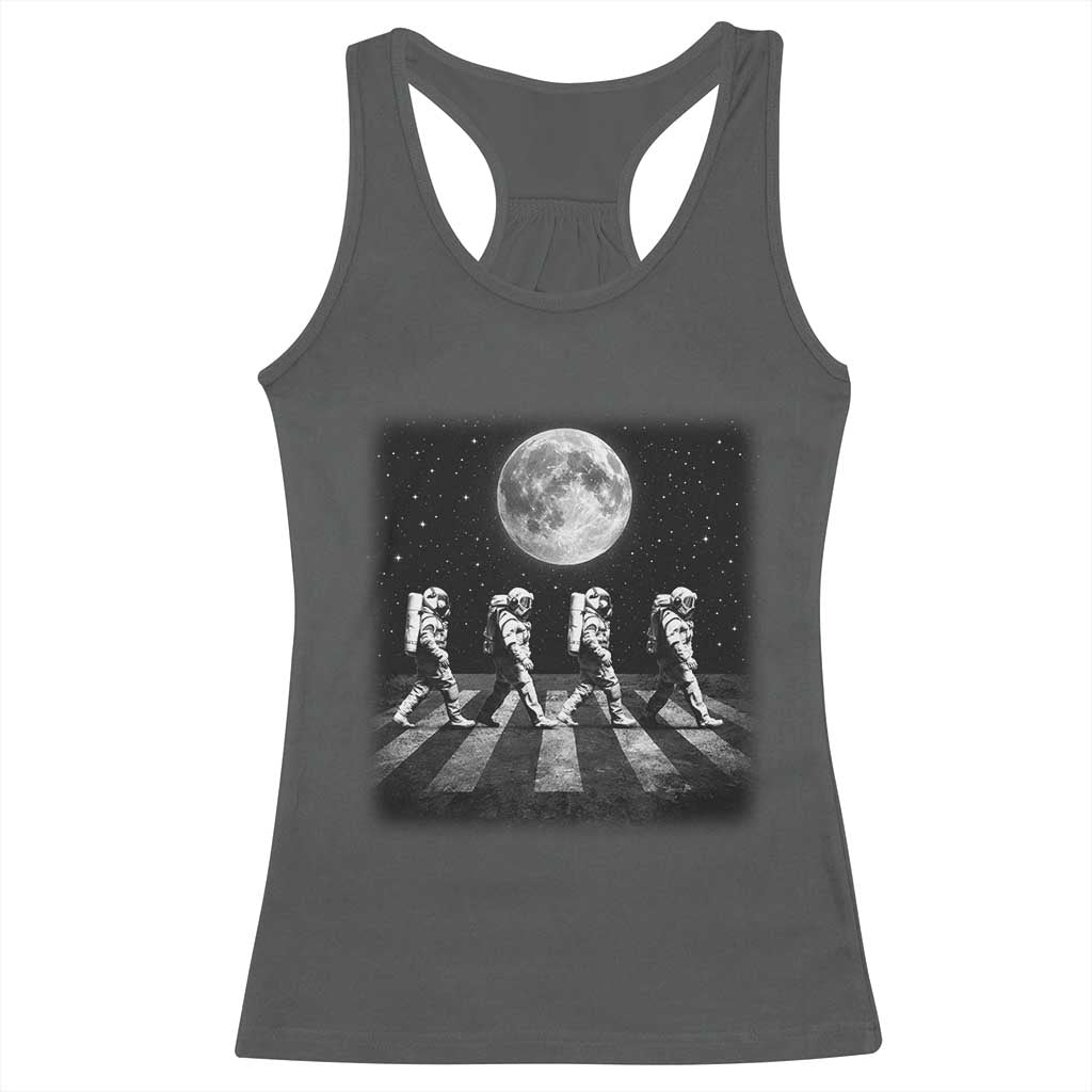 Astronauts Walking In Space Galaxy Moon Planet Racerback Tank Top