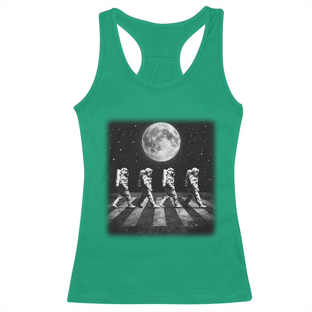 Astronauts Walking In Space Galaxy Moon Planet Racerback Tank Top
