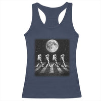 Astronauts Walking In Space Galaxy Moon Planet Racerback Tank Top