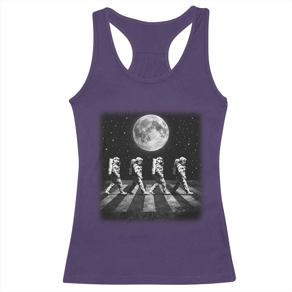 Astronauts Walking In Space Galaxy Moon Planet Racerback Tank Top