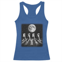Astronauts Walking In Space Galaxy Moon Planet Racerback Tank Top