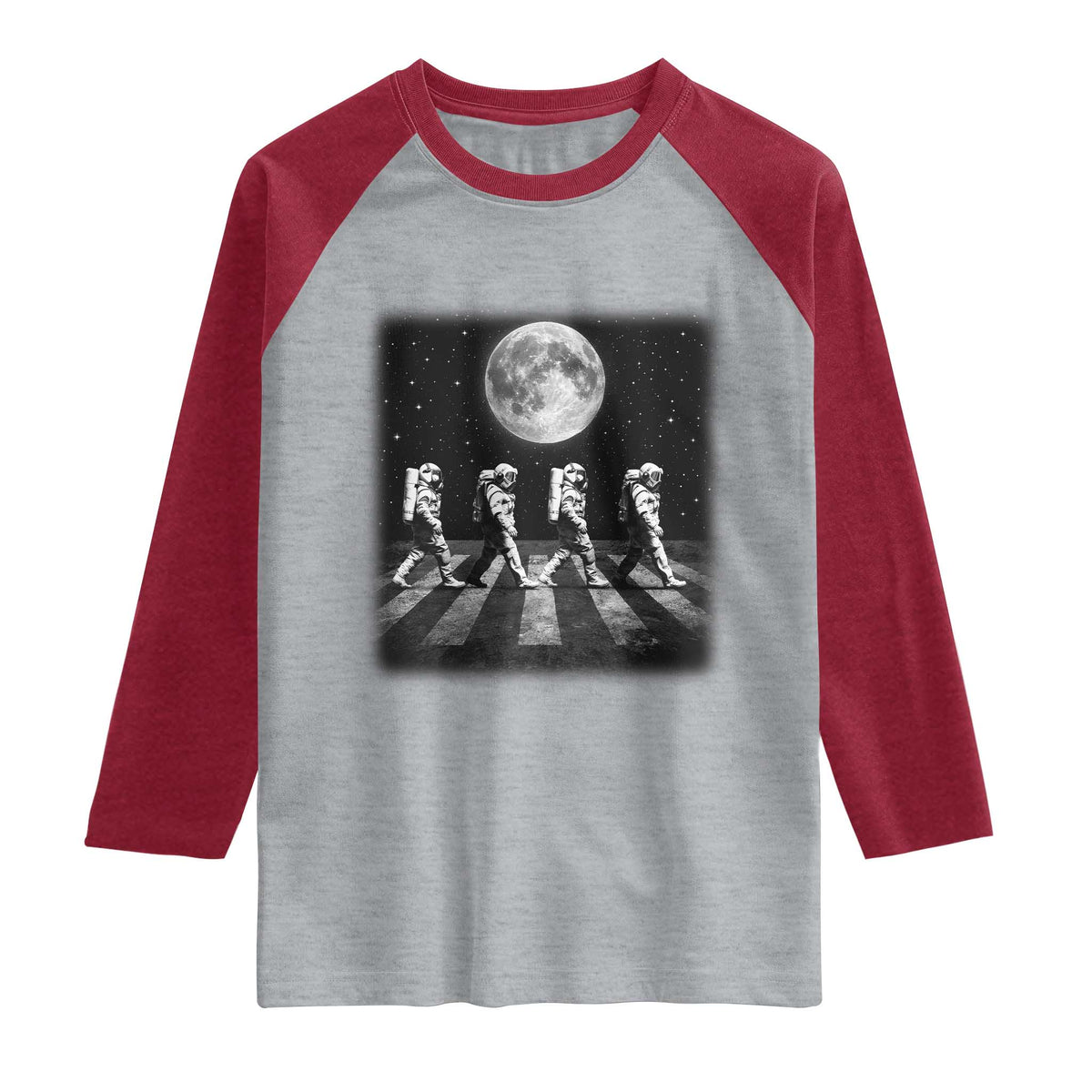 Astronauts Walking In Space Galaxy Moon Planet Raglan Shirt