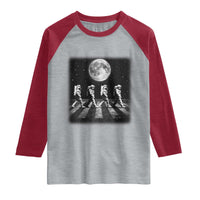 Astronauts Walking In Space Galaxy Moon Planet Raglan Shirt