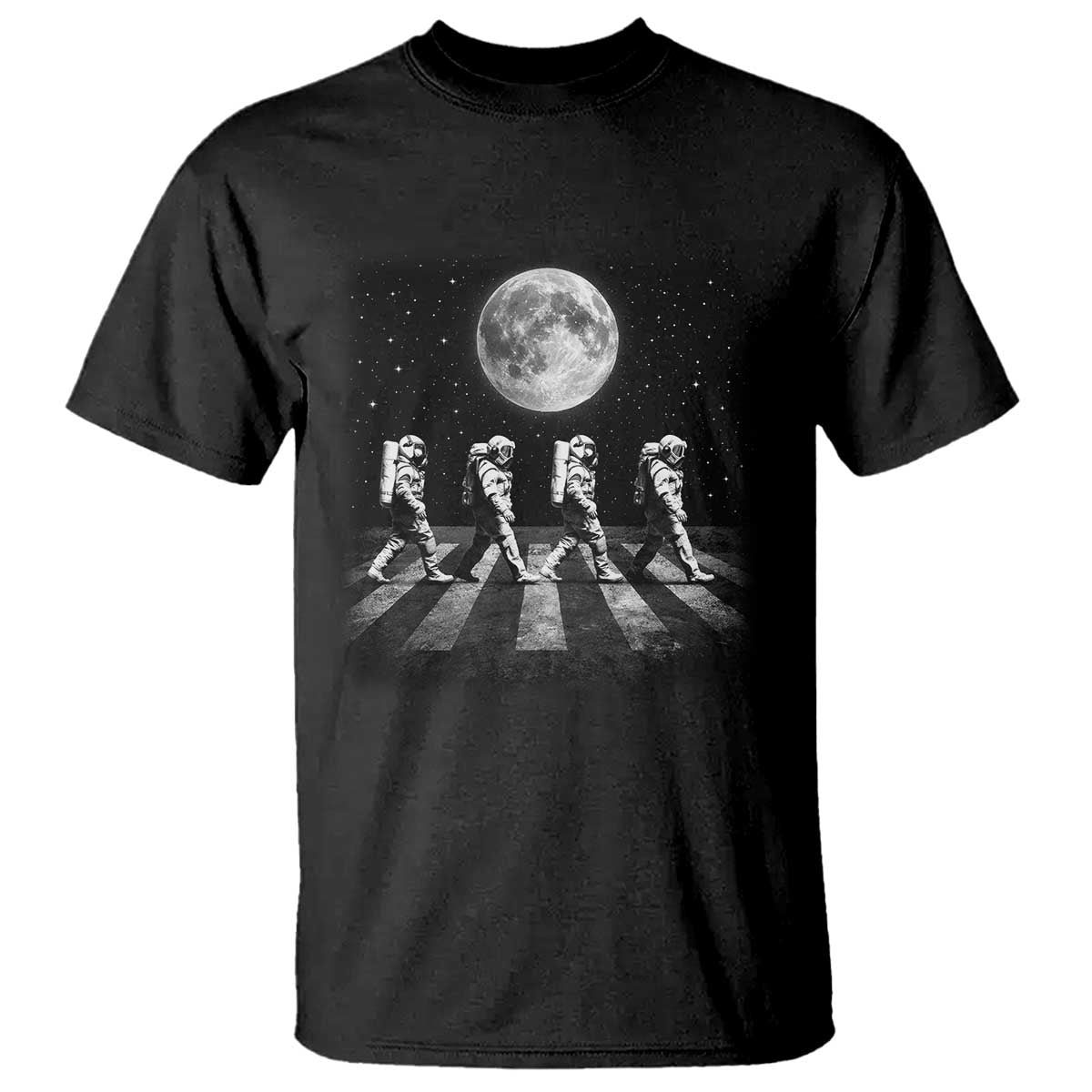 Astronauts Walking In Space Galaxy Moon Planet T Shirt