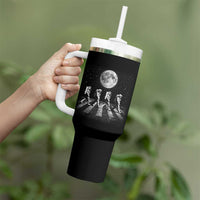 Astronauts Walking In Space Galaxy Moon Planet Tumbler With Handle