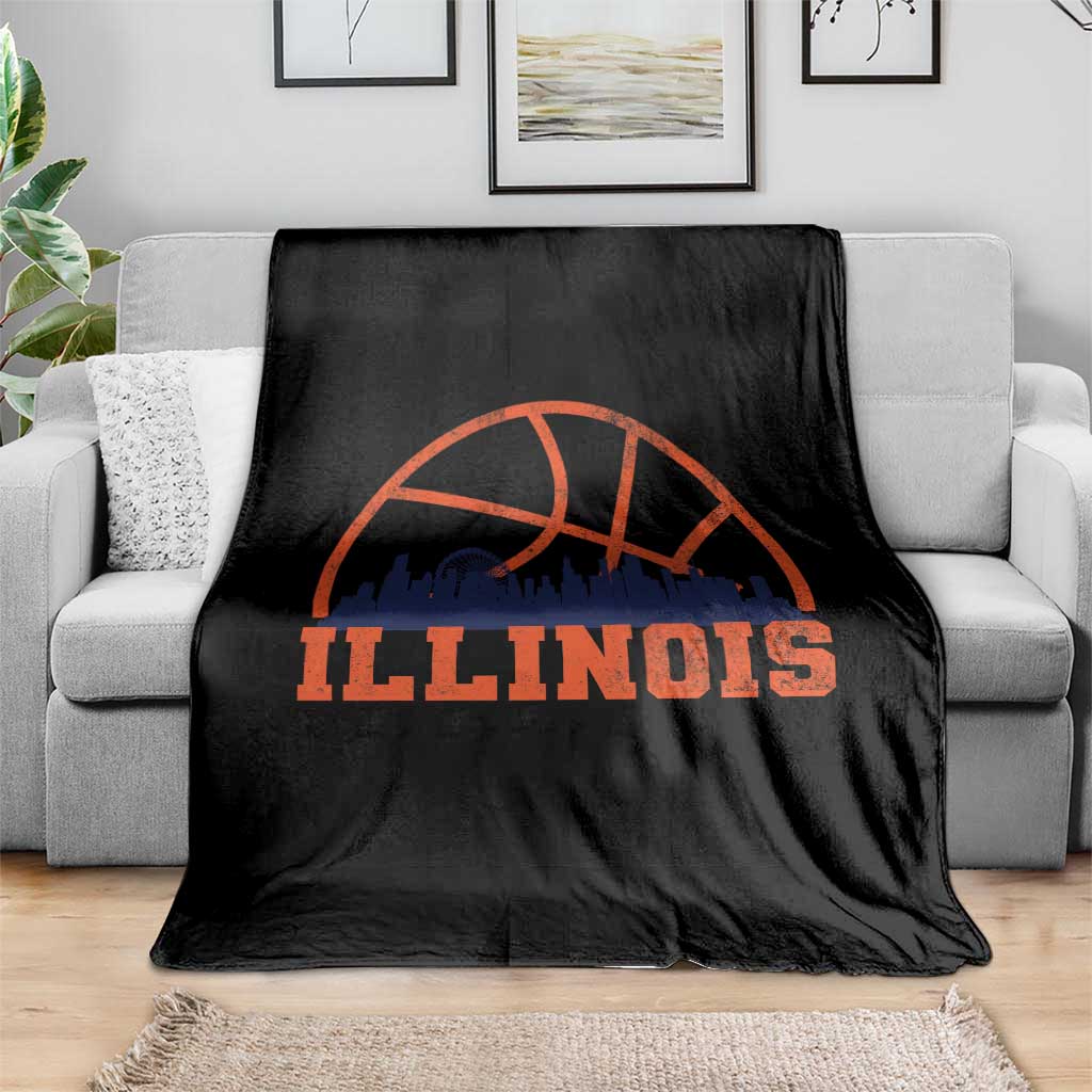 Illinois Fan Throw Blanket IL State Basketball Game Day