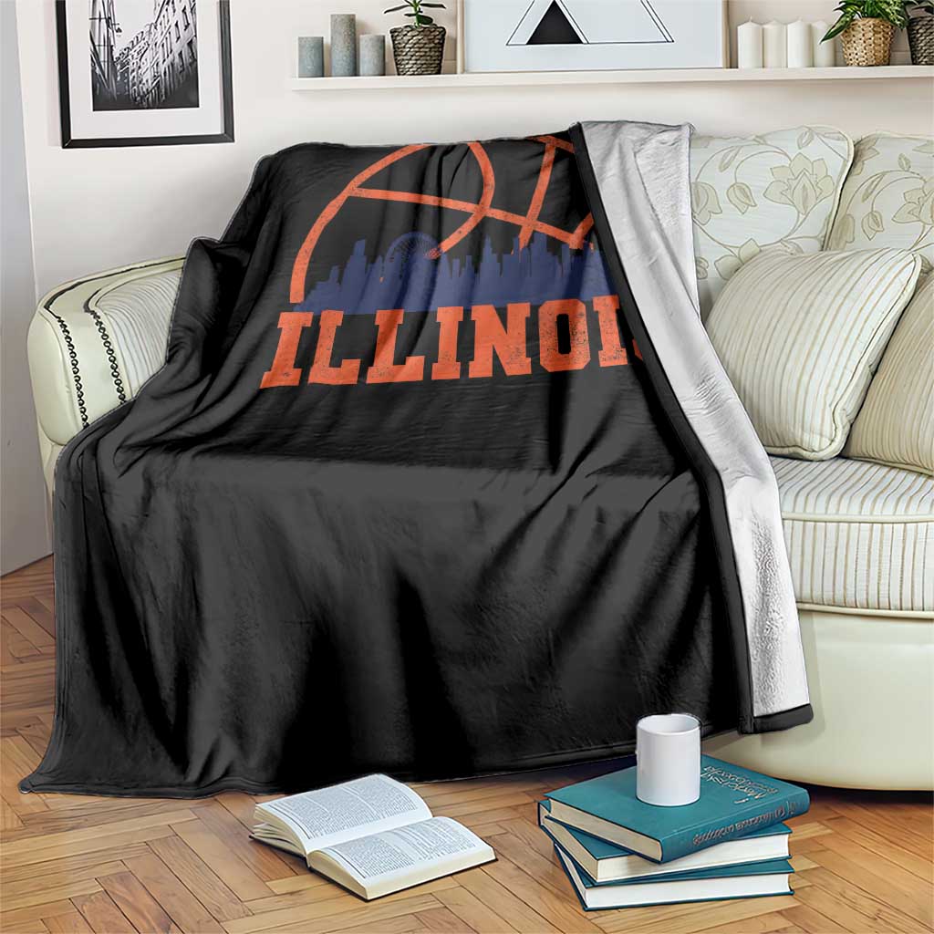 Illinois Fan Throw Blanket IL State Basketball Game Day
